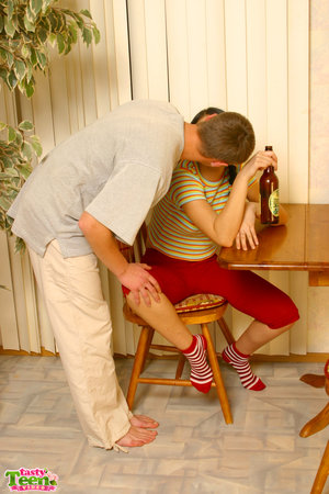 18 year old cutie Jessica Doltin strips naked atop a four wheeler on the patio